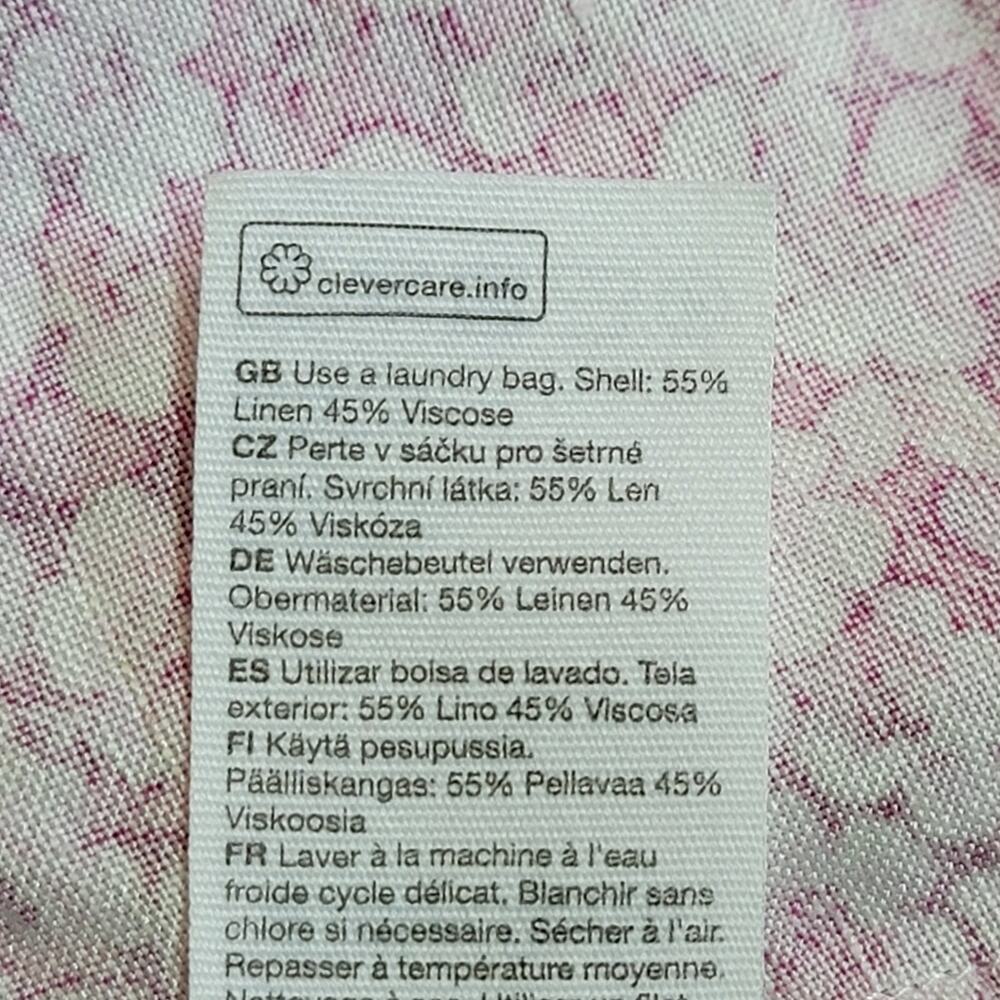 & Other Stories Floral Puff Sleeve Mini Dress Linen Blend Pink White Fitted 8 - Picture 14 of 16